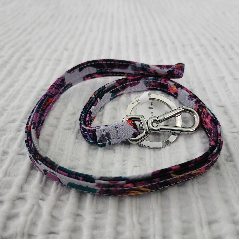 Vera Bradley Lanyard Petite Neon Blooms Floral Cotton Key ID 24159-T94 NEW